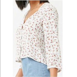 Forever 21 Floral Button-Front Shirt